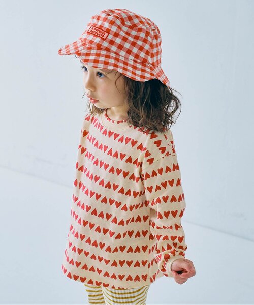 p.premier（ピードットプルミエ）の「ヘビロテしたくなる総柄長袖ストレッチTシャツ（Tシャツ/カットソー・キッズ・ブラック/アイボリー/サックスブルー/ベージュ/チャコール/オフホワイト/グリーン/レッド・80/90/100/110/120/130）」の2枚目の写真