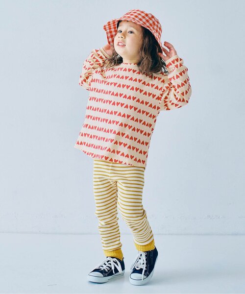 p.premier（ピードットプルミエ）の「ヘビロテしたくなる総柄長袖ストレッチTシャツ（Tシャツ/カットソー・キッズ・ブラック/アイボリー/サックスブルー/ベージュ/チャコール/オフホワイト/グリーン/レッド・80/90/100/110/120/130）」の12枚目の写真