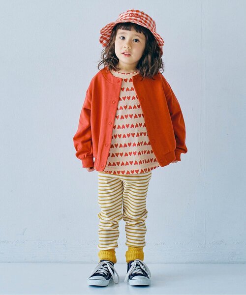 p.premier（ピードットプルミエ）の「ヘビロテしたくなる総柄長袖ストレッチTシャツ（Tシャツ/カットソー・キッズ・ブラック/アイボリー/サックスブルー/ベージュ/チャコール/オフホワイト/グリーン/レッド・80/90/100/110/120/130）」の14枚目の写真