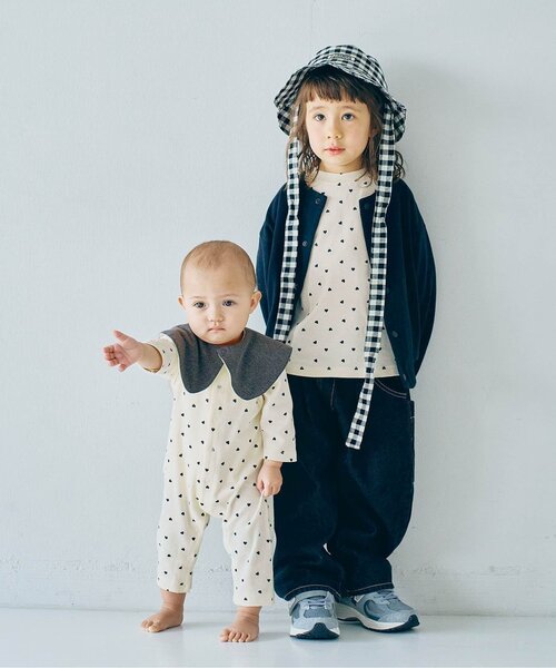 p.premier（ピードットプルミエ）の「ヘビロテしたくなる総柄長袖ストレッチTシャツ（Tシャツ/カットソー・キッズ・ブラック/アイボリー/サックスブルー/ベージュ/チャコール/オフホワイト/グリーン/レッド・80/90/100/110/120/130）」の18枚目の写真