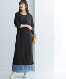 nissen | ムースタッチニットサイドスリットワンピース〈大きいサイズ有〉(ワンピース)