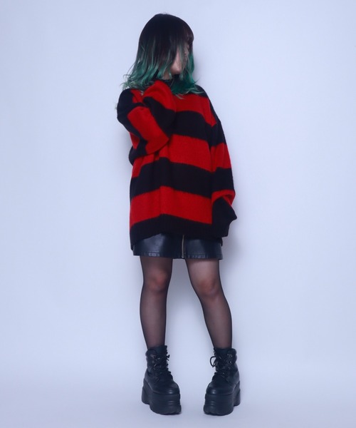 Bling Leads（ブリングリーズ）の「Z)【BLINGLEADS】 724800 モヘアタッチボーダークルーネック ニットセーター（ニット/セーター・メンズ・グレー系その他/ブルー系その他/ピンク系その他/ブラウン系その他/ブラック系その他/レディッシュグレー・FREE）」の11枚目の写真