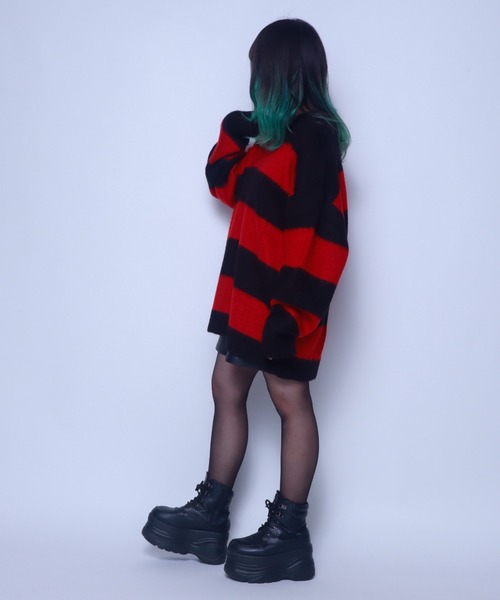 Bling Leads（ブリングリーズ）の「Z)【BLINGLEADS】 724800 モヘアタッチボーダークルーネック ニットセーター（ニット/セーター・メンズ・グレー系その他/ブルー系その他/ピンク系その他/ブラウン系その他/ブラック系その他/レディッシュグレー・FREE）」の12枚目の写真