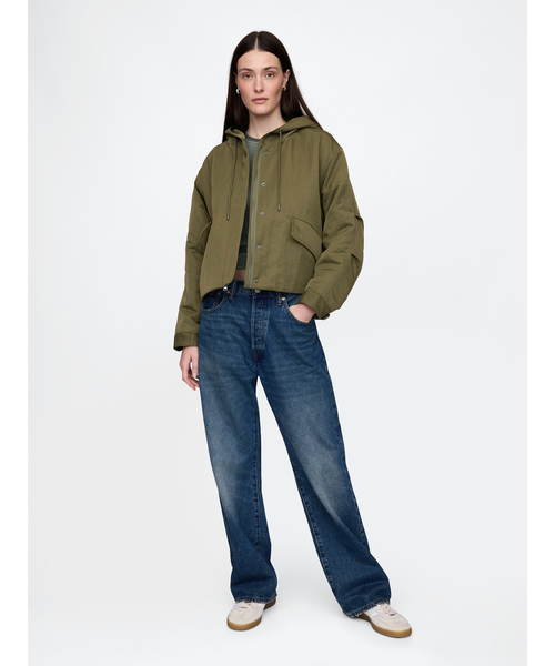 GAP(ギャップ)の「リラックス ナイロン パーカージャケット(ナイロンジャケット・レディース・カーキ/ベージュ・XS/S/M/L)」の4枚目の写真