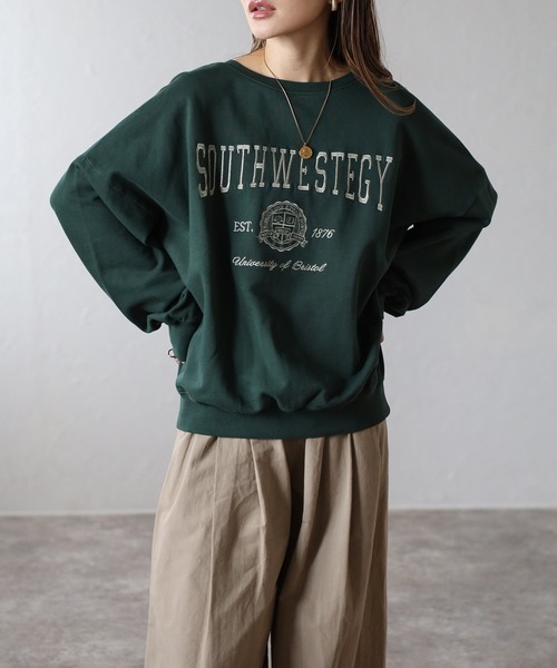 セール】カレッジロゴ刺繍ピグメントスウェット（スウェット