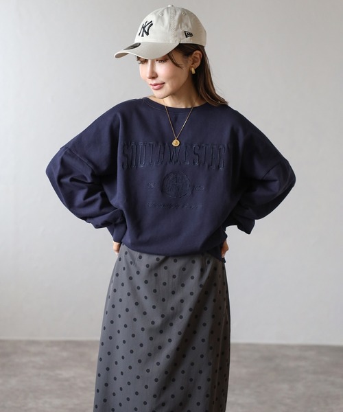 カレッジロゴ刺繍ピグメントスウェット（スウェット）｜Bonjour
