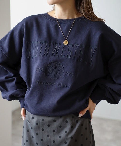 カレッジロゴ刺繍ピグメントスウェット（スウェット）｜Bonjour