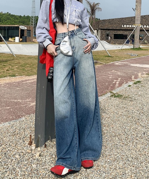 aimoha(アイモハ)の「グラデーションウォッシュ・ハイウエストワイドデニムパンツ(デニムパンツ・レディース・ブルー・XX-LARGE/X-LARGE/LARGE/MEDIUM/SMALL/X-SMALL)」の6枚目の写真