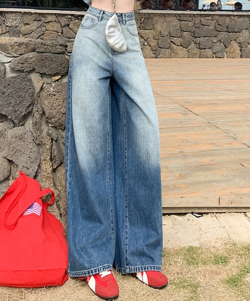 aimoha(アイモハ)の「グラデーションウォッシュ・ハイウエストワイドデニムパンツ(デニムパンツ・レディース・ブルー・XX-LARGE/X-LARGE/LARGE/MEDIUM/SMALL/X-SMALL)」の9枚目の写真