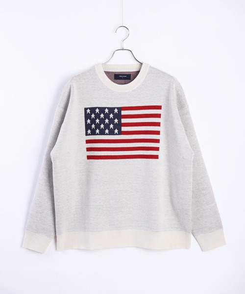 WESTSEA（ウエストシー）の「オーバーサイズ 国旗ニット アメリカ イギリス クルーネック（ニット/セーター・メンズ・オフホワイト/ネイビー系/ネイビー/ホワイト系その他/ライトグレー・M/L）」の14枚目の写真