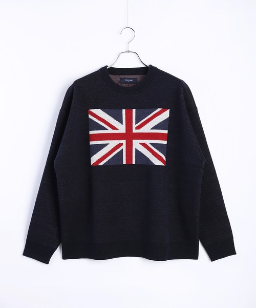オーバーサイズ 国旗ニット アメリカ イギリス クルーネック