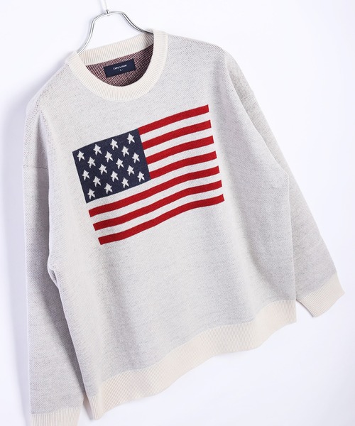 WESTSEA（ウエストシー）の「オーバーサイズ 国旗ニット アメリカ イギリス クルーネック（ニット/セーター・メンズ・オフホワイト/ネイビー系/ネイビー/ホワイト系その他/ライトグレー・M/L）」の16枚目の写真