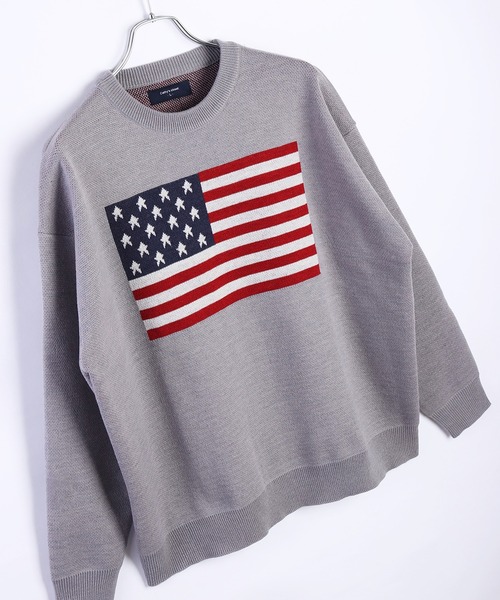 WESTSEA（ウエストシー）の「オーバーサイズ 国旗ニット アメリカ イギリス クルーネック（ニット/セーター・メンズ・オフホワイト/ネイビー系/ネイビー/ホワイト系その他/ライトグレー・M/L）」の22枚目の写真