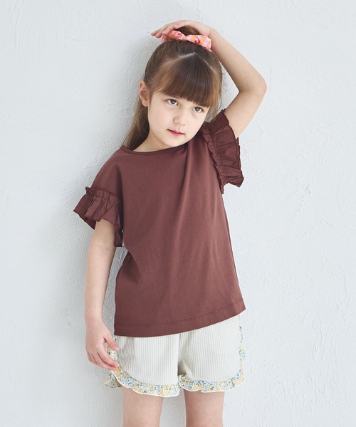 pairmanon(ペアマノン)の「【綿100%】選べるデザイン ガールズフリルトップス(Tシャツ/カットソー・キッズ・ブラック/ライトブルー/ホワイト/ブラウン/ベージュ/パープル/ブルー/ブラック系その他/ブラウン系その他/ホワイト系その他/パープル系その他/ピンク系その他/グリーン系その他/ブルー系その他/ホワイト系その他2/ホワイト系その他3/グリーン系その他2/ピンク系その他2/ピンク系その他3/テラコッタ・150/140/100/80/120/110/90/130)」の8枚目の写真