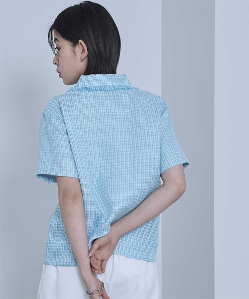 miette(ミエット)の「サマーツイードフリンジポロトップス(Tシャツ/カットソー・レディース・オフホワイト/ブルー/ピンク・FREE)」の4枚目の写真