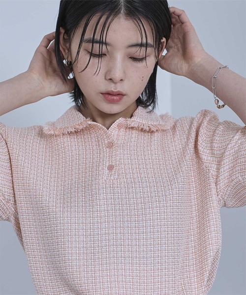 miette(ミエット)の「サマーツイードフリンジポロトップス(Tシャツ/カットソー・レディース・オフホワイト/ブルー/ピンク・FREE)」の9枚目の写真