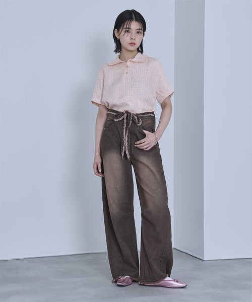 miette(ミエット)の「サマーツイードフリンジポロトップス(Tシャツ/カットソー・レディース・オフホワイト/ブルー/ピンク・FREE)」の12枚目の写真