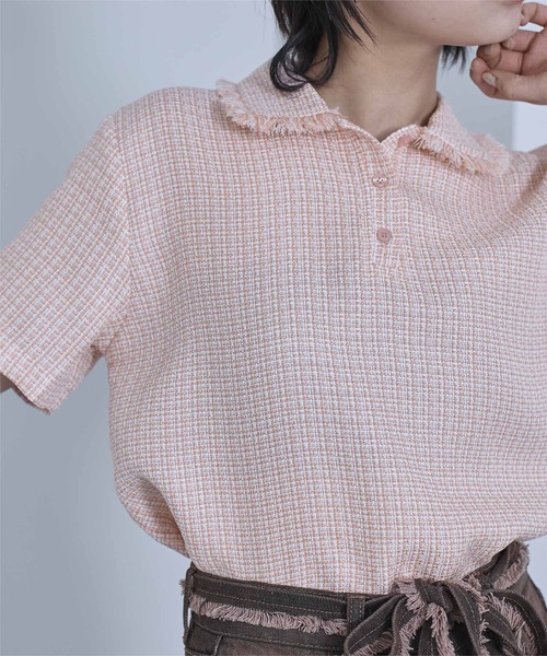 miette(ミエット)の「サマーツイードフリンジポロトップス(Tシャツ/カットソー・レディース・オフホワイト/ブルー/ピンク・FREE)」の16枚目の写真