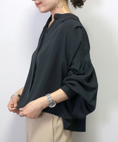 Aletta vita(アレッタビータ)の「杢調ツイルタック使いドルマンブラウス(シャツ/ブラウス・レディース・ブラック/ベージュ・FREE)」の21枚目の写真