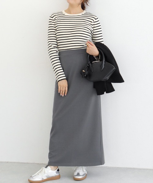 Pierrot（ピエロ）の「スーパーストレッチIラインスカート（スカート・レディース・アイボリー/ブラック/チャコール/ブルー・S/M/PL/PM/L）」の10枚目の写真