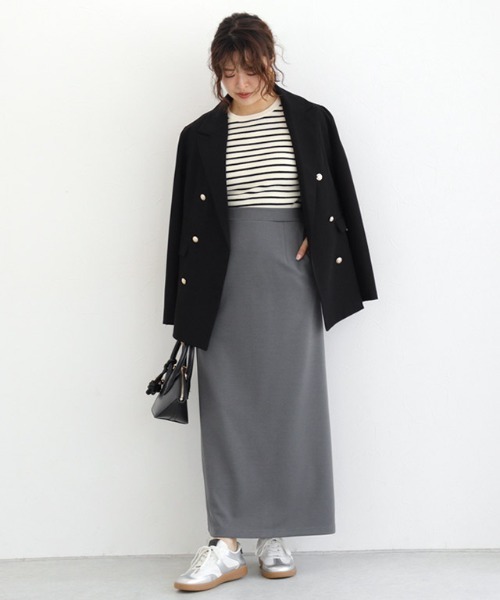 Pierrot（ピエロ）の「スーパーストレッチIラインスカート（スカート・レディース・アイボリー/ブラック/チャコール/ブルー・S/M/PL/PM/L）」の12枚目の写真