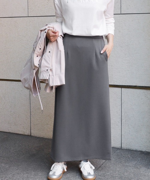 Pierrot（ピエロ）の「スーパーストレッチIラインスカート（スカート・レディース・アイボリー/ブラック/チャコール/ブルー・S/M/PL/PM/L）」の16枚目の写真