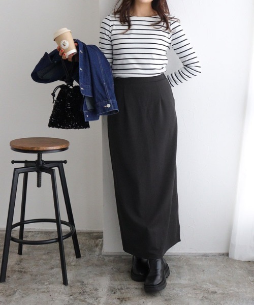 Pierrot（ピエロ）の「スーパーストレッチIラインスカート（スカート・レディース・アイボリー/ブラック/チャコール/ブルー・S/M/PL/PM/L）」の21枚目の写真