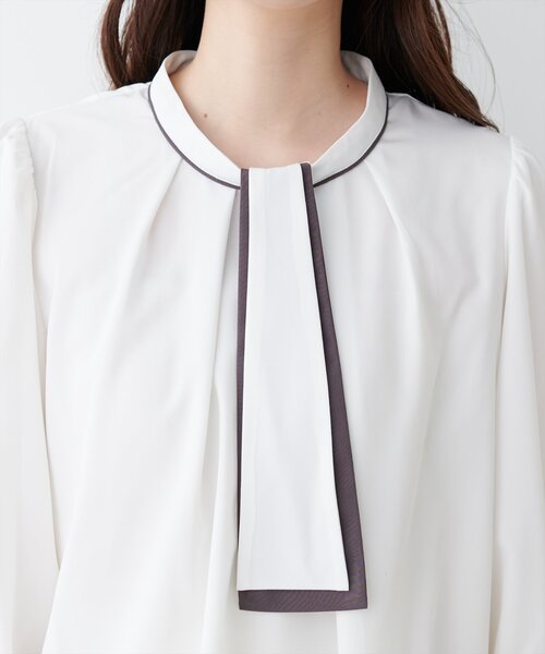 natural couture（ナチュラルクチュール）の「【WEB限定】マルチWAYボウタイ配色ブラウス（シャツ/ブラウス・レディース・アイボリー/ミント/ライトベージュ/ピンクベージュ/サックスブルー/チャコールグレー・FREE）」の14枚目の写真