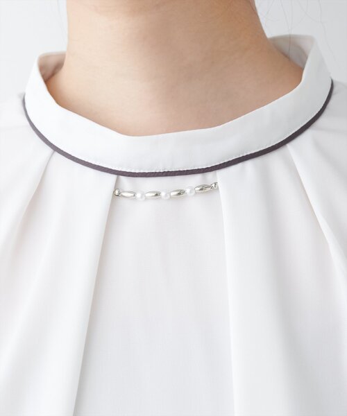 natural couture（ナチュラルクチュール）の「【WEB限定】マルチWAYボウタイ配色ブラウス（シャツ/ブラウス・レディース・アイボリー/ミント/ライトベージュ/ピンクベージュ/サックスブルー/チャコールグレー・FREE）」の9枚目の写真