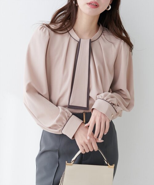 natural couture（ナチュラルクチュール）の「【WEB限定】マルチWAYボウタイ配色ブラウス（シャツ/ブラウス・レディース・アイボリー/ミント/ライトベージュ/ピンクベージュ/サックスブルー/チャコールグレー・FREE）」の22枚目の写真