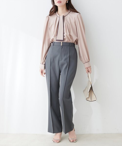 natural couture（ナチュラルクチュール）の「【WEB限定】マルチWAYボウタイ配色ブラウス（シャツ/ブラウス・レディース・アイボリー/ミント/ライトベージュ/ピンクベージュ/サックスブルー/チャコールグレー・FREE）」の19枚目の写真