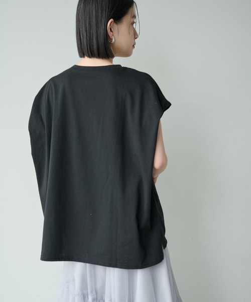 Shelly island(シェリーアイランド)の「刺繍ロゴフレンチ袖Tシャツ(Tシャツ/カットソー・レディース・ブラック/ホワイト・FREE)」の7枚目の写真