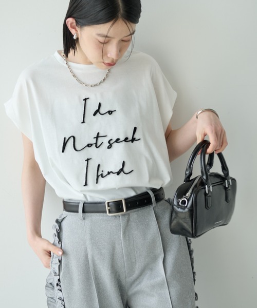 Shelly island(シェリーアイランド)の「刺繍ロゴフレンチ袖Tシャツ(Tシャツ/カットソー・レディース・ブラック/ホワイト・FREE)」の14枚目の写真