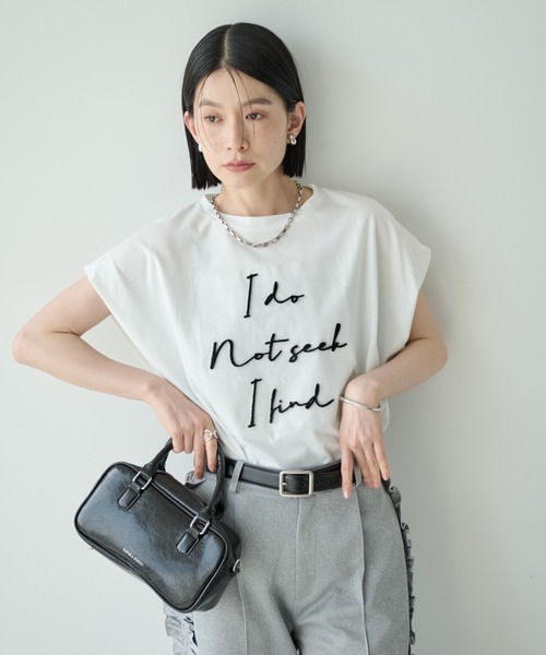 Shelly island(シェリーアイランド)の「刺繍ロゴフレンチ袖Tシャツ(Tシャツ/カットソー・レディース・ブラック/ホワイト・FREE)」の16枚目の写真