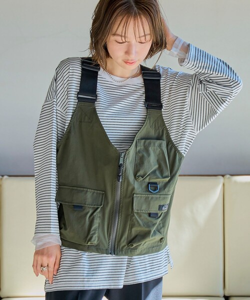 coen（コーエン）の「【C.Mt】リップストップフィッシングベスト（ベスト・レディース・オリーブ/ブラック・FREE）」の2枚目の写真