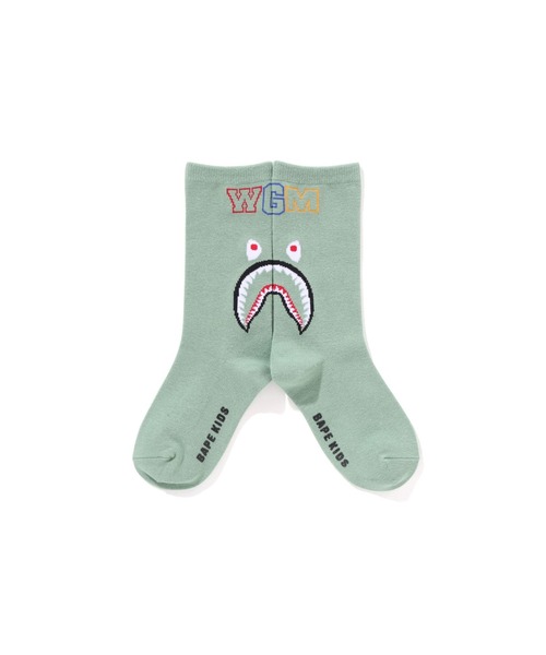 A BATHING APE（アベイシングエイプ）の「SHARK SOCKS（ソックス/靴下・キッズ・サックスブルー/イエロー/グリーン・MEDIUM/LARGE/SMALL）」の4枚目の写真