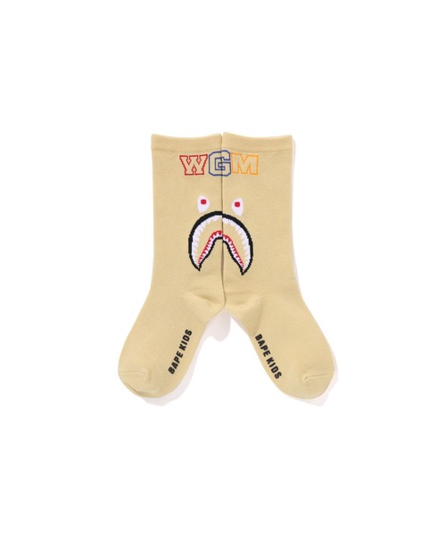 A BATHING APE（アベイシングエイプ）の「SHARK SOCKS（ソックス/靴下・キッズ・サックスブルー/イエロー/グリーン・MEDIUM/LARGE/SMALL）」の6枚目の写真