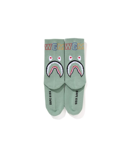 A BATHING APE（アベイシングエイプ）の「SHARK SOCKS（ソックス/靴下・キッズ・サックスブルー/イエロー/グリーン・MEDIUM/LARGE/SMALL）」の7枚目の写真