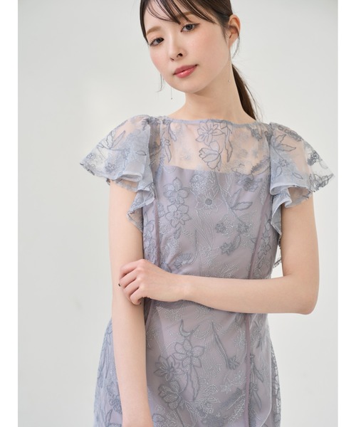 FRAY I.D：ミックスエンブロイダリーレースドレス：ブルー：0サイズ FRAY I.D：ミックスエンブロイダリーレースドレス：ブルー：0サイズ