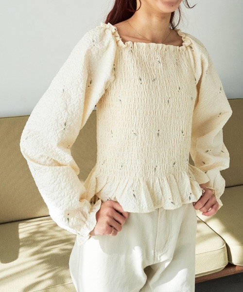 flower（フラワー）の「フラワーエンブロイダリーブラウス（シャツ/ブラウス・レディース・イエロー/ホワイト・FREE）」の5枚目の写真