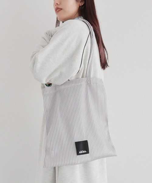 CRAFT STANDARD BOUTIQUE（クラフトスタンダードブティック）の「akha. ストライプメッシュトートバッグ ◆（トートバッグ・レディース・グレー/ブラック/レッド/グリーン・FREE）」の5枚目の写真