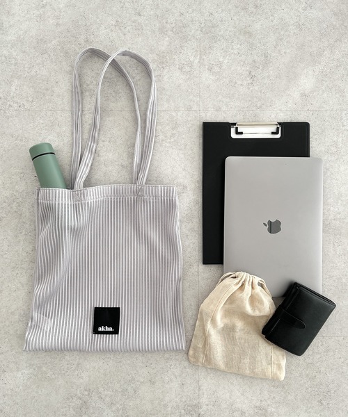 CRAFT STANDARD BOUTIQUE（クラフトスタンダードブティック）の「akha. ストライプメッシュトートバッグ ◆（トートバッグ・レディース・グレー/ブラック/レッド/グリーン・FREE）」の13枚目の写真