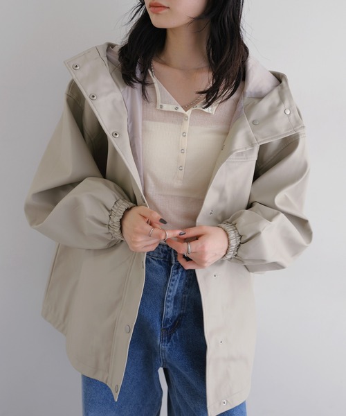 andme（アンドミー）の「【新色追加】ヘンリーネックシアートップス（Tシャツ/カットソー・レディース・ブラック/アイボリー/オフホワイト/グレー/ピンク/ダークベージュ/イエロー・FREE）」の8枚目の写真