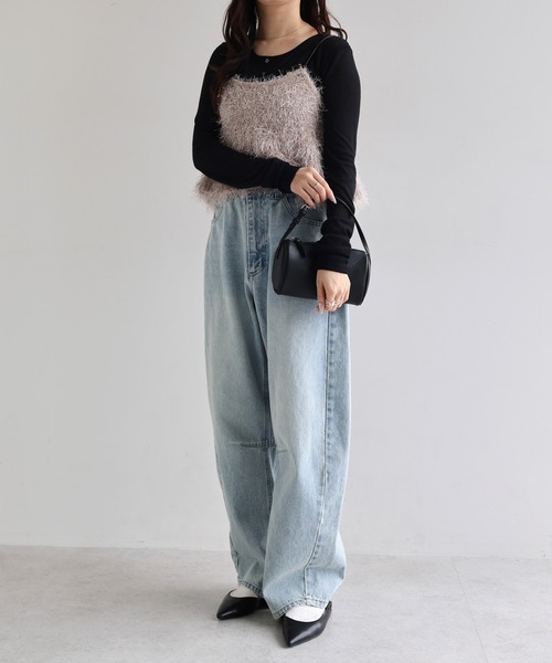 andme（アンドミー）の「【新色追加】ヘンリーネックシアートップス（Tシャツ/カットソー・レディース・ブラック/アイボリー/オフホワイト/グレー/ピンク/ダークベージュ/イエロー・FREE）」の12枚目の写真