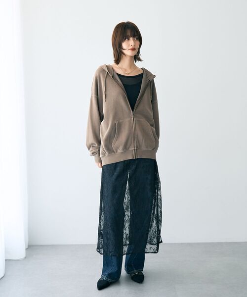 YECCA VECCA（イェッカヴェッカ）の「サイドリボンレースレイヤードスカート（スカート・レディース・アイボリー/ブラック・FREE）」の19枚目の写真