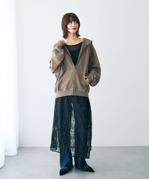 YECCA VECCA（イェッカヴェッカ）の「サイドリボンレースレイヤードスカート（スカート・レディース・アイボリー/ブラック・FREE）」の20枚目の写真