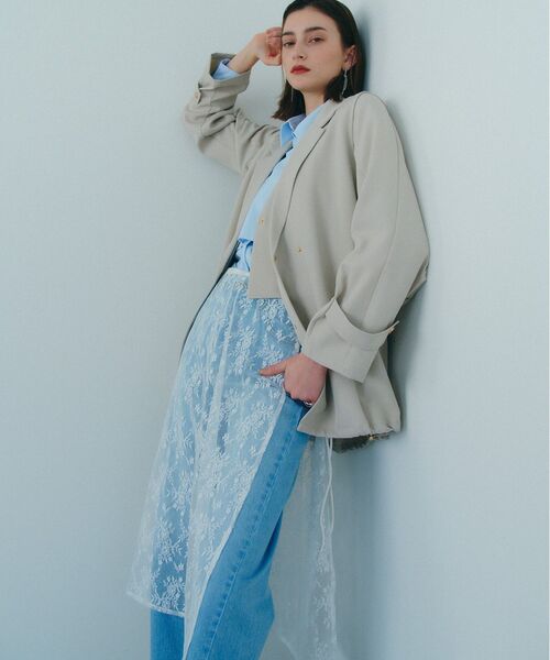 YECCA VECCA（イェッカヴェッカ）の「サイドリボンレースレイヤードスカート（スカート・レディース・アイボリー/ブラック・FREE）」の21枚目の写真