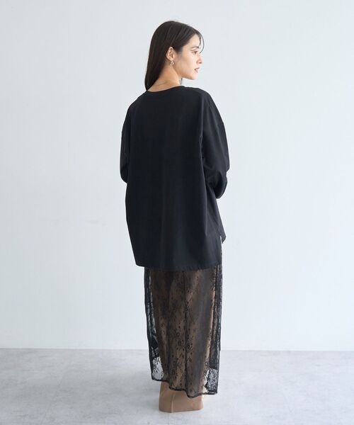 YECCA VECCA（イェッカヴェッカ）の「サイドリボンレースレイヤードスカート（スカート・レディース・アイボリー/ブラック・FREE）」の3枚目の写真