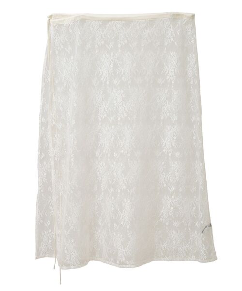 YECCA VECCA（イェッカヴェッカ）の「サイドリボンレースレイヤードスカート（スカート・レディース・アイボリー/ブラック・FREE）」の4枚目の写真