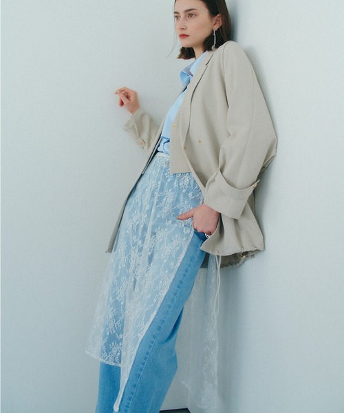 YECCA VECCA（イェッカヴェッカ）の「サイドリボンレースレイヤードスカート（スカート・レディース・アイボリー/ブラック・FREE）」の12枚目の写真